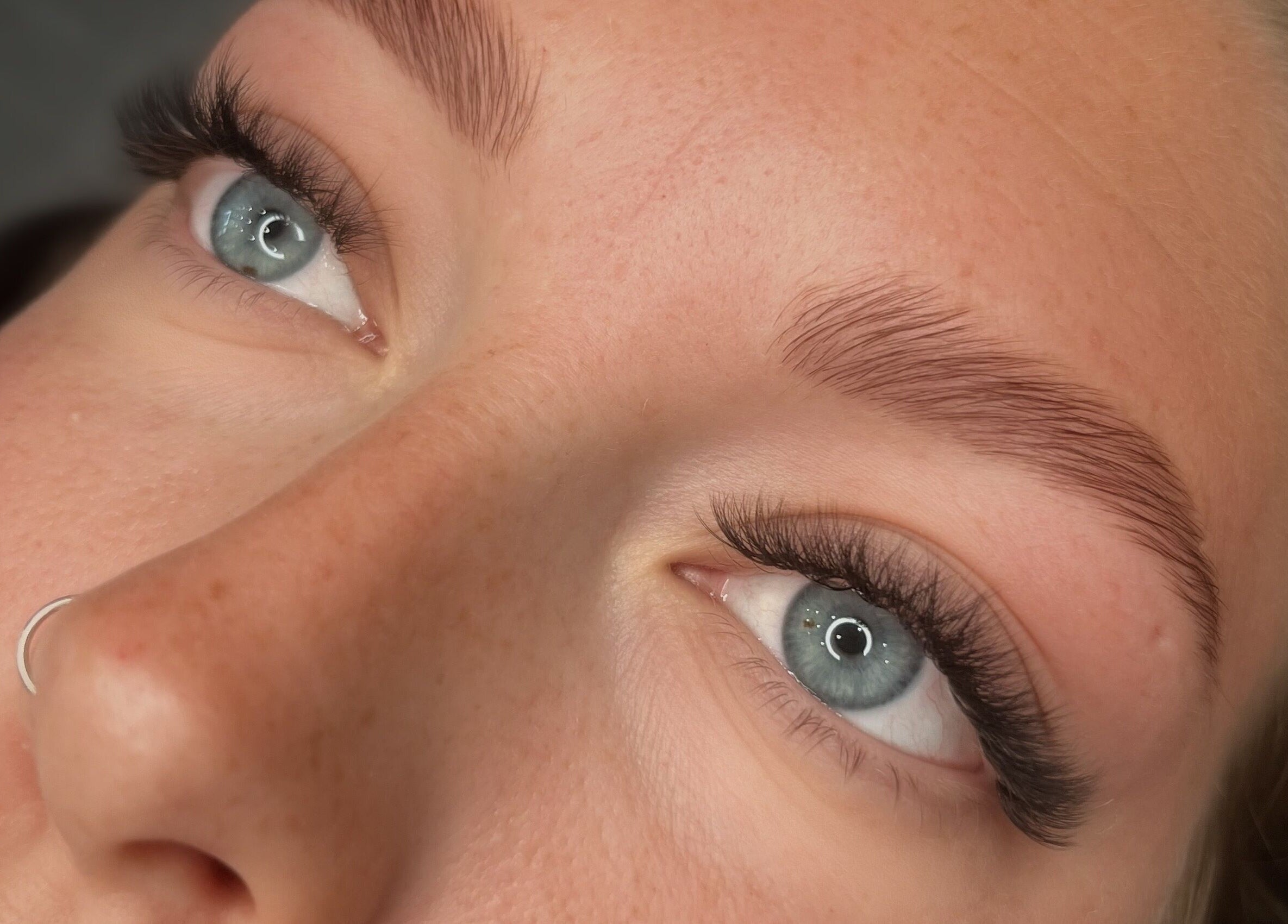 Close-up of styled lashes at Modern Esthetics, Carstairs, Alberta, CA.