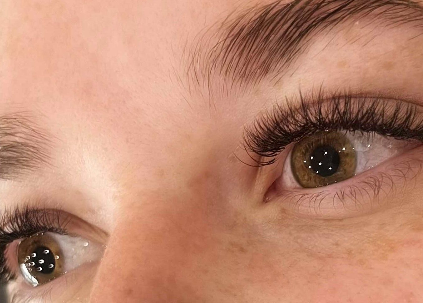 Close-up of expertly applied eyelash extensions at Modern Esthetics, Carstairs, Alberta, CA.