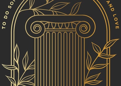 Artistic golden column design at Salon Meraki, Wadesboro, North Carolina, US symbolizing beauty and nature.