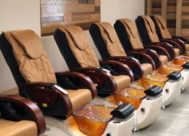 Elegant pedicure chairs at Sage Nail & Spa, Poughkeepsie, New York, US showcasing upscale spa experience.