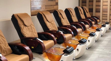 Elegant pedicure chairs at Sage Nail & Spa, Poughkeepsie, New York, US showcasing upscale spa experience.