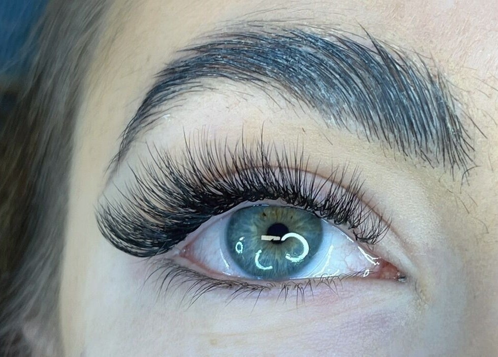 Close-up of expertly styled eyelashes at Shador Studio London, South Croydon, England, GB.