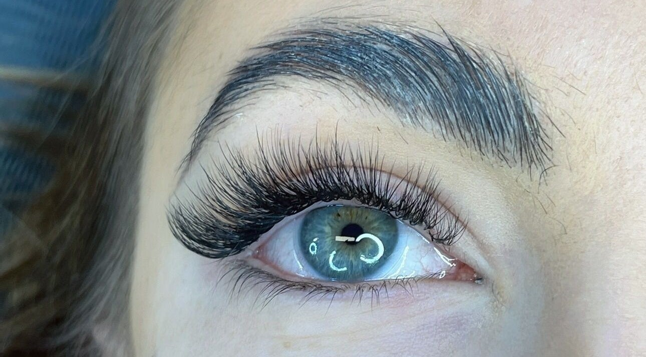 Close-up of expertly styled eyelashes at Shador Studio London, South Croydon, England, GB.