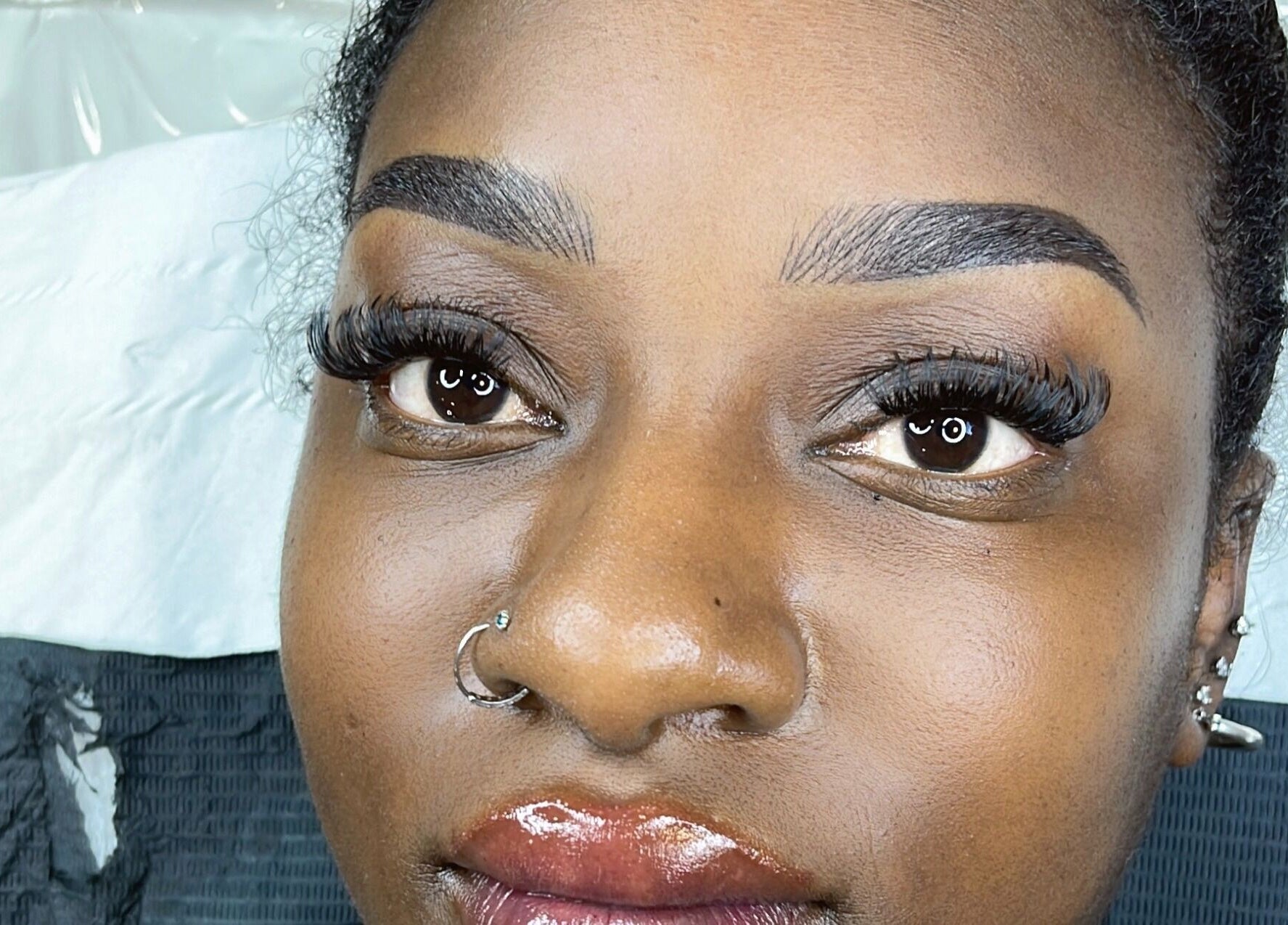 Eyelashes and brows beautifully styled at Shador Studio London, South Croydon, England, GB.