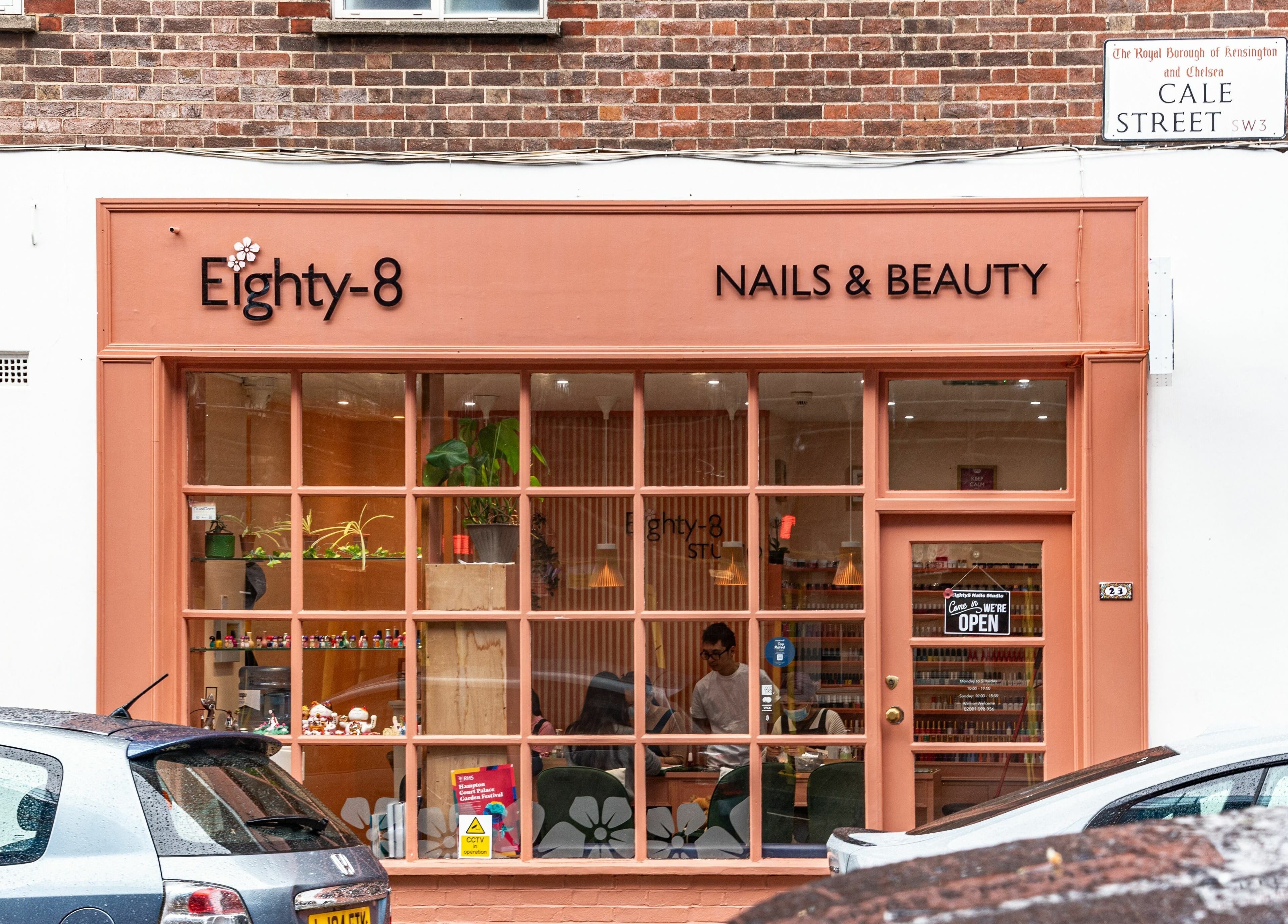 Front view of Eighty-8 Cale Street, a nails and beauty salon in London, England, GB.