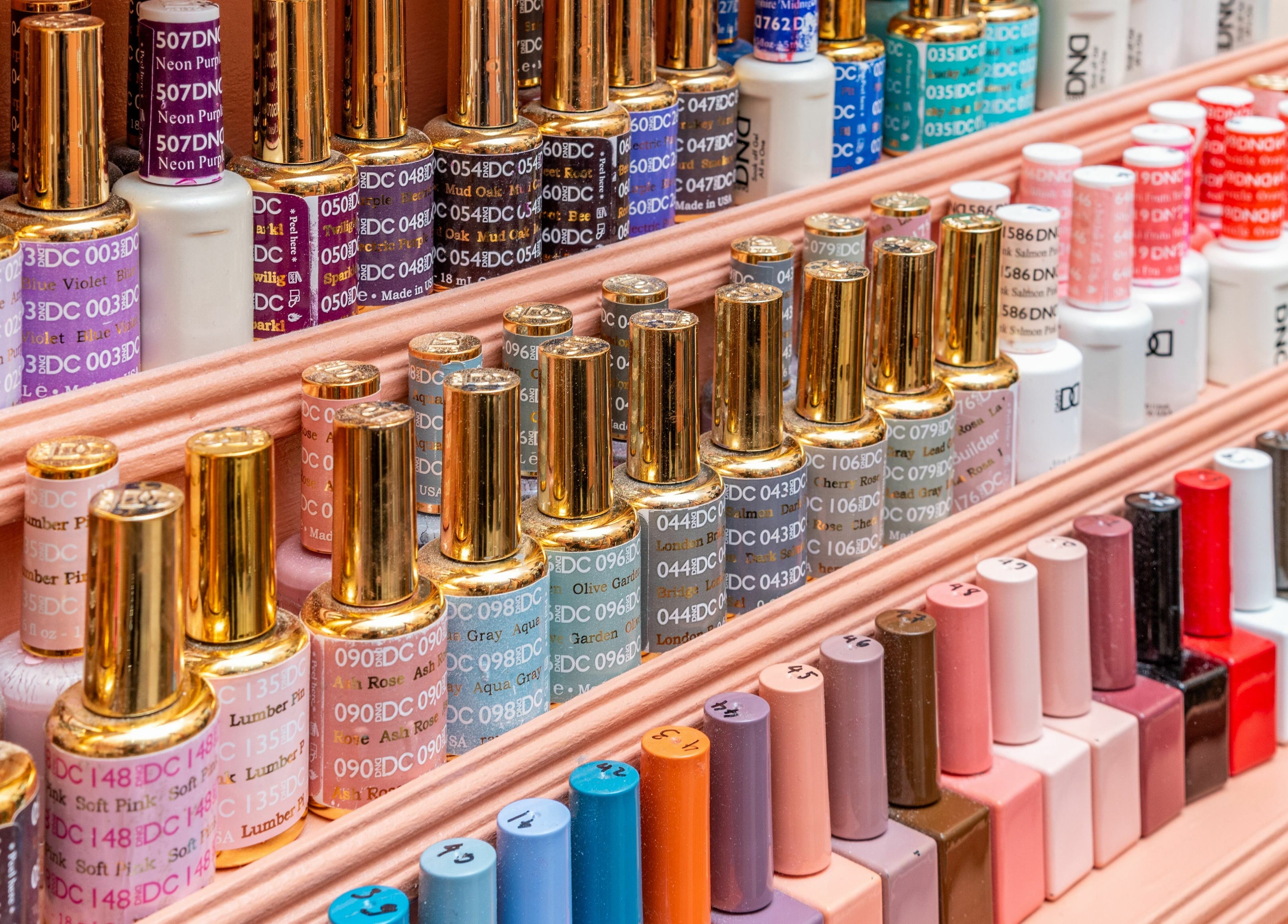 Colorful nail polish selection at Eighty-8 Cale Street, London, England, GB.