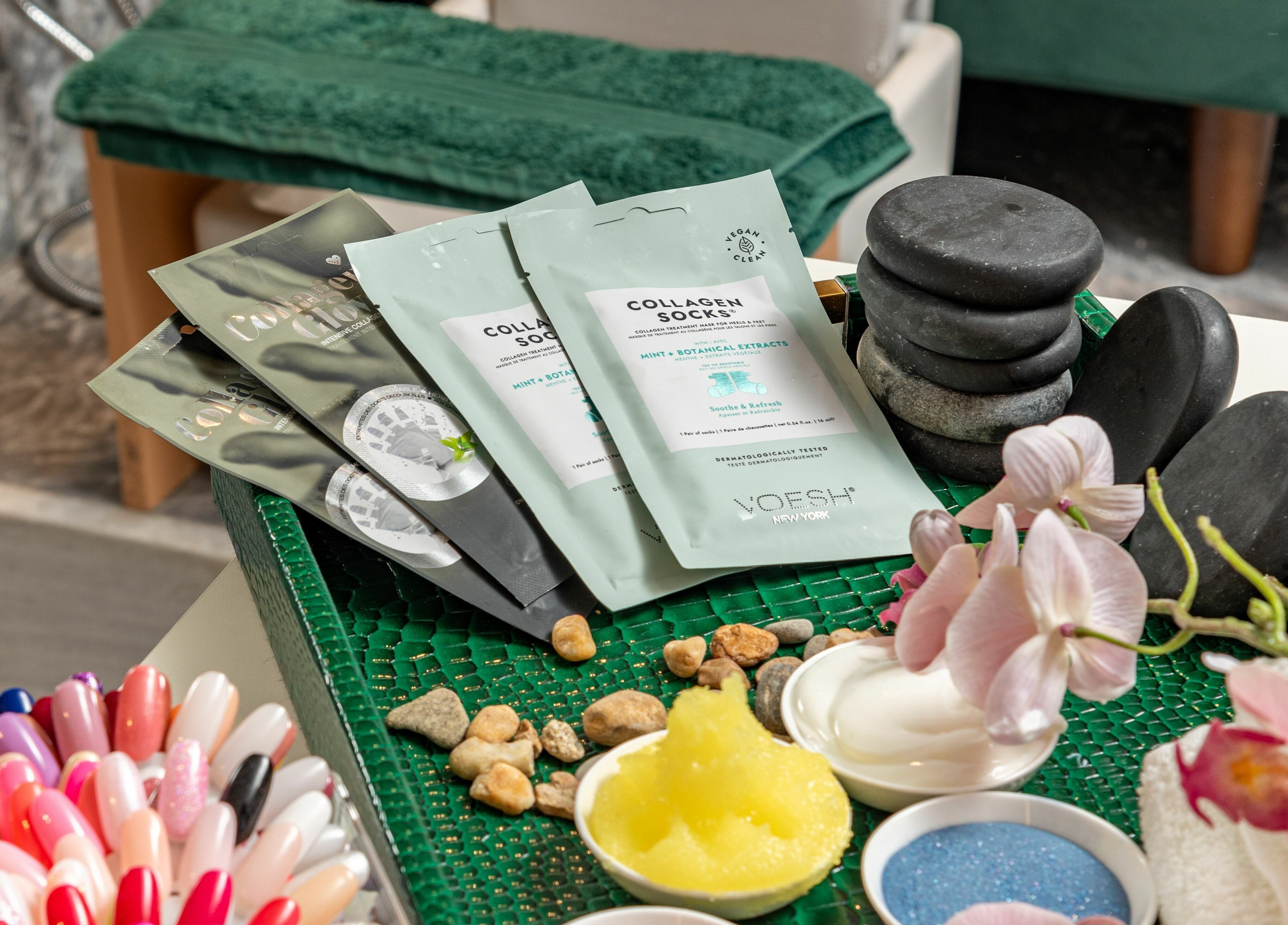 Luxurious spa essentials at Eighty-8 Cale Street, London, England, GB, showcasing beauty and wellness products.