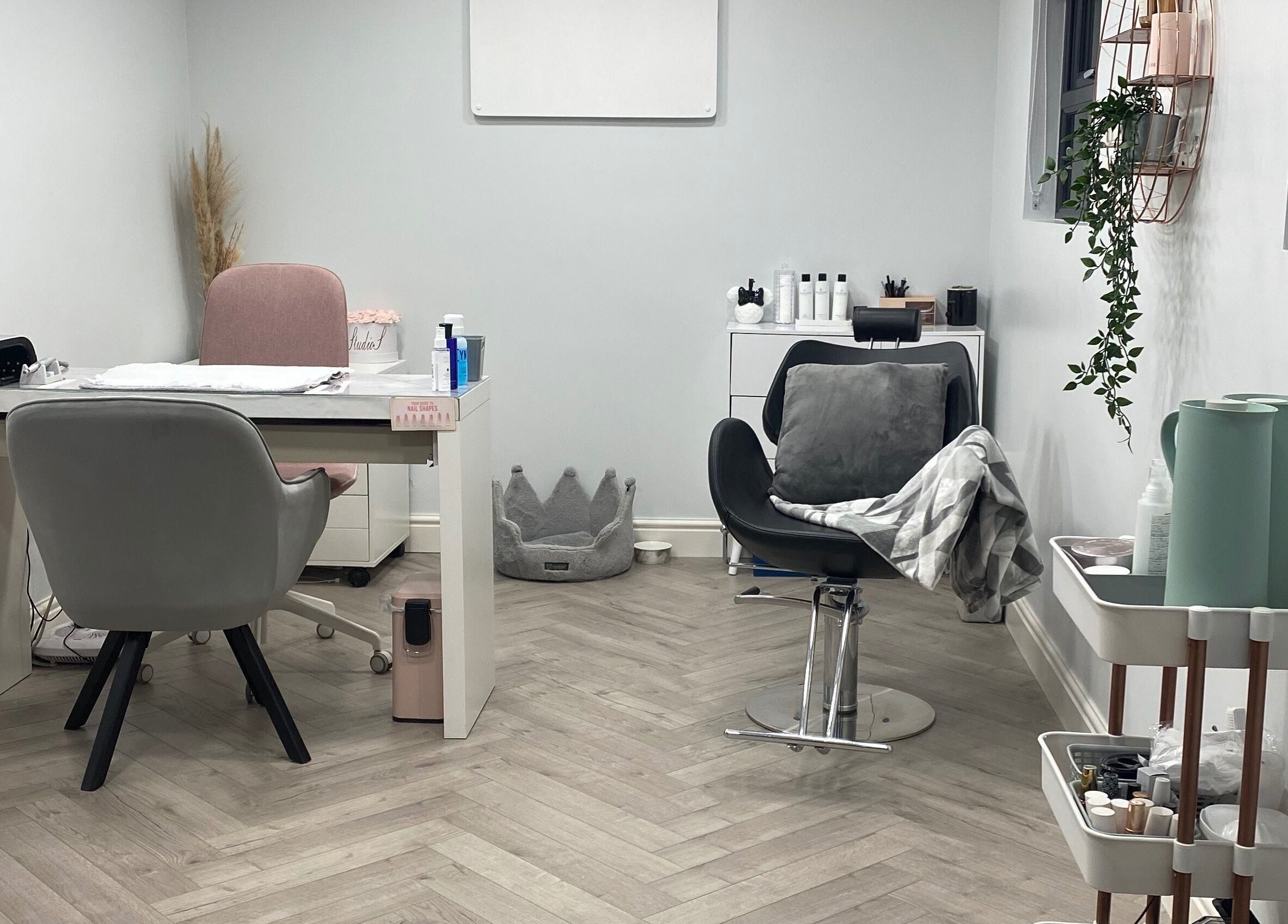Cozy beauty nook at Studio S, Lucan, County Dublin, IE with modern decor and styling chairs.
