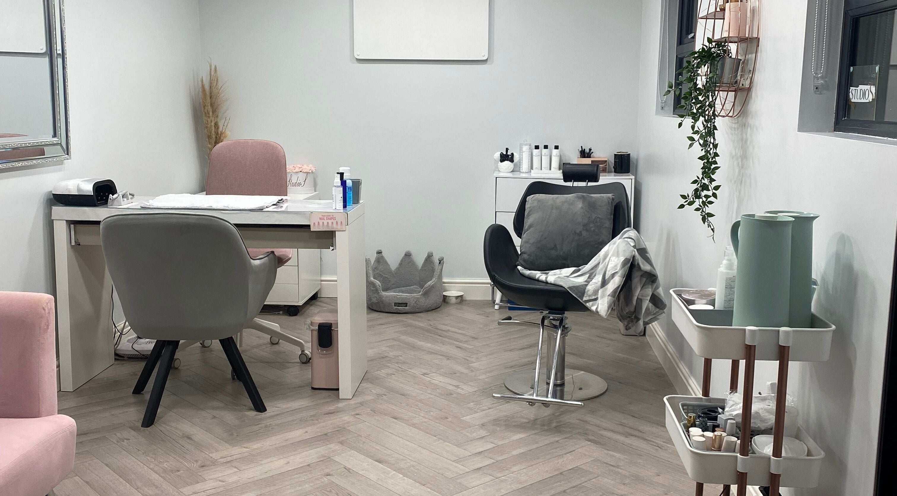 Cozy beauty nook at Studio S, Lucan, County Dublin, IE with modern decor and styling chairs.