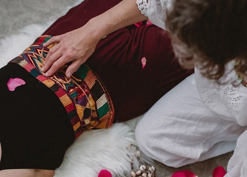 Holistic therapy session with rose petals at Cosmic Rose, Newport, New South Wales, AU.