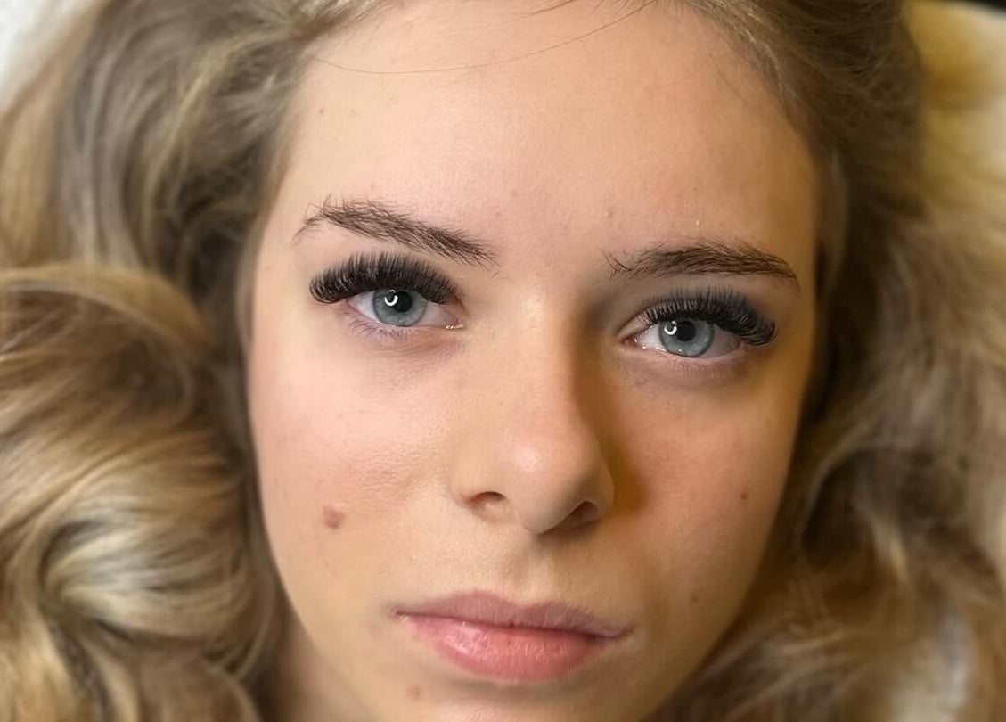 Close-up of woman with eyelash extensions at CJL Lashes, Bognor Regis, England, GB.