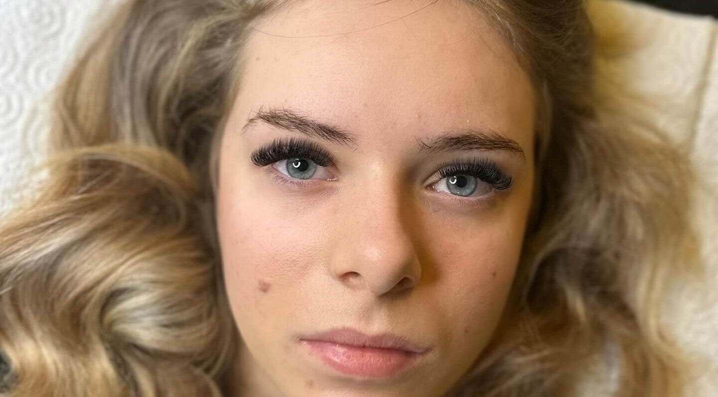 Close-up of woman with eyelash extensions at CJL Lashes, Bognor Regis, England, GB.