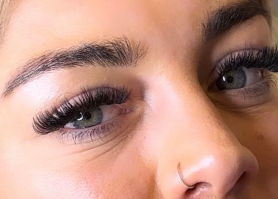 Close-up of voluminous eyelash extensions at CJL Lashes, Bognor Regis, England, GB.