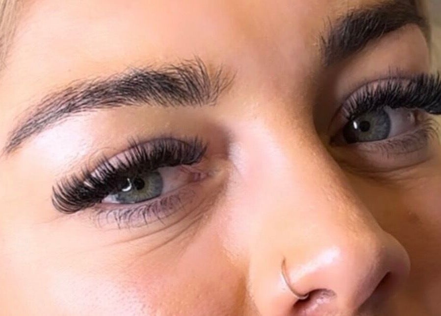 Close-up of voluminous eyelash extensions at CJL Lashes, Bognor Regis, England, GB.