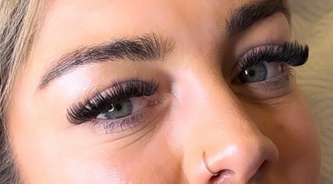 Close-up of voluminous eyelash extensions at CJL Lashes, Bognor Regis, England, GB.