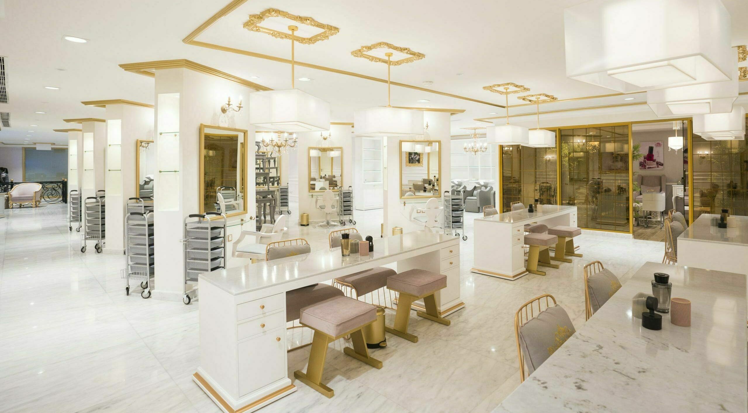 Luxe modern interior of Eugénie Salon, Riyadh, Riyadh Province, SA featuring elegant design and spacious layout.