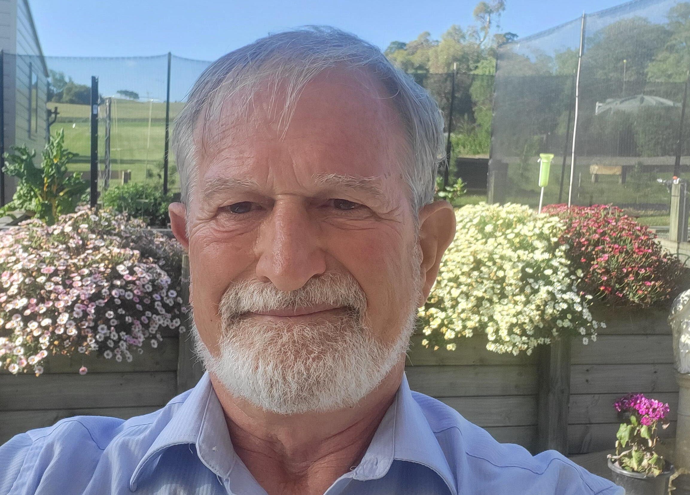 Lush garden backdrop at Dr Derek Patton's venue, Amberley, North Canterbury, NZ.