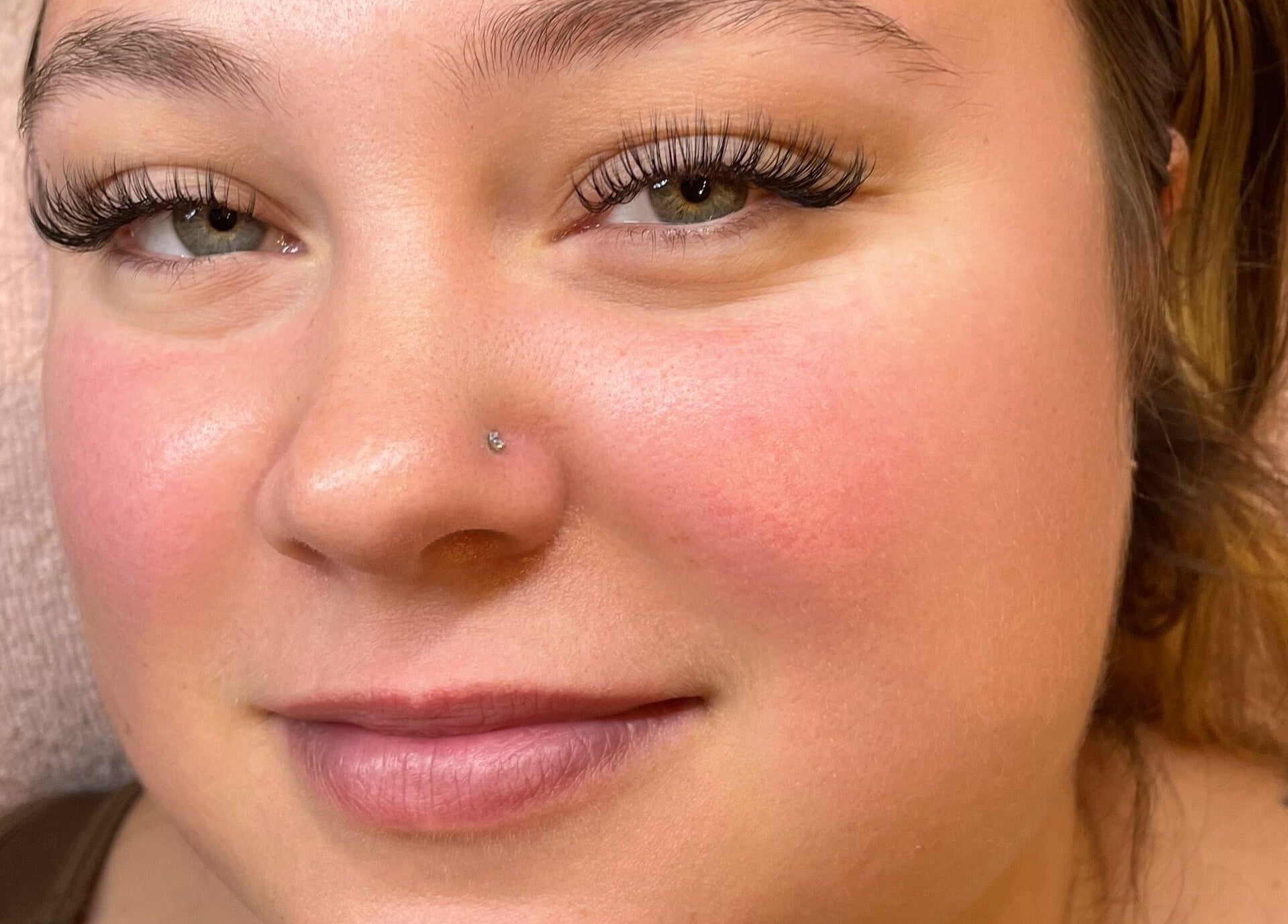 Close-up of elegant eyelash extensions at Lola’s Locks and Lashes, Kelowna, British Columbia, CA.