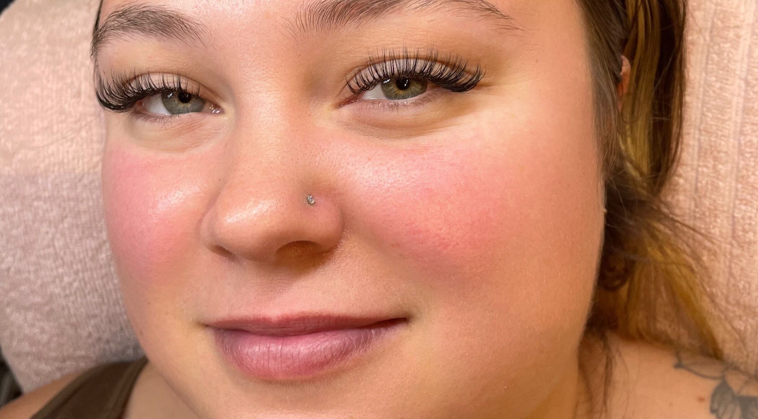 Close-up of elegant eyelash extensions at Lola’s Locks and Lashes, Kelowna, British Columbia, CA.