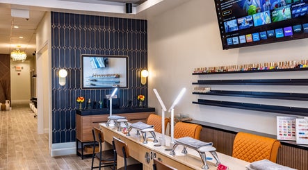 Modern nail service area at Mademoiselle Nails & Spa - Worcester in Worcester, Massachusetts, US.