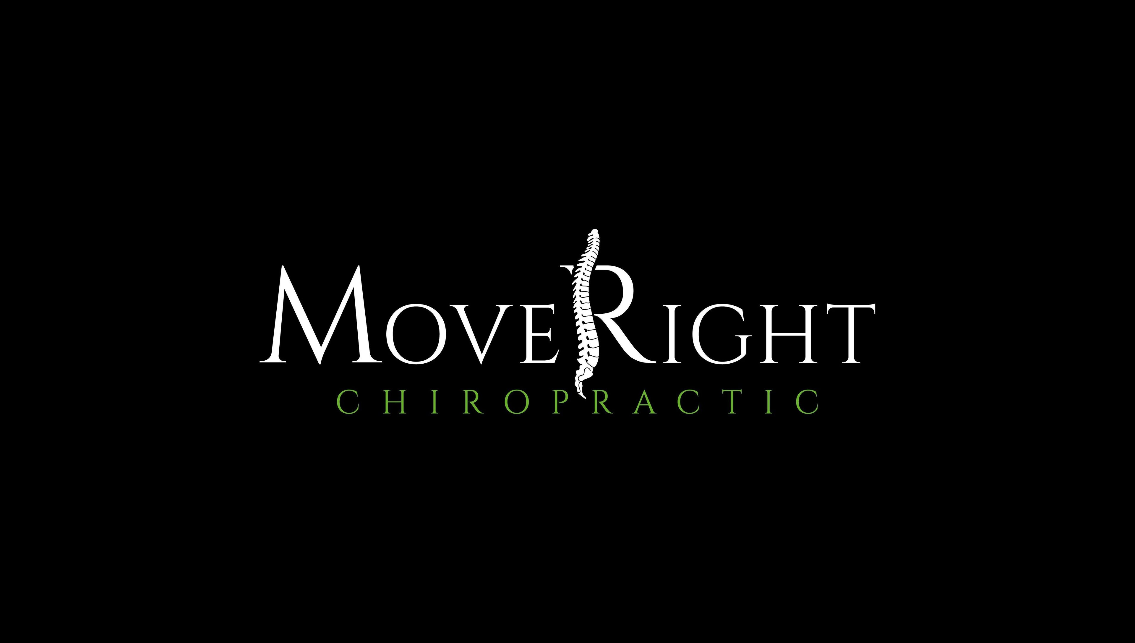 Move Right Chiropractic logo, prominent spine design, Derby, England, GB.