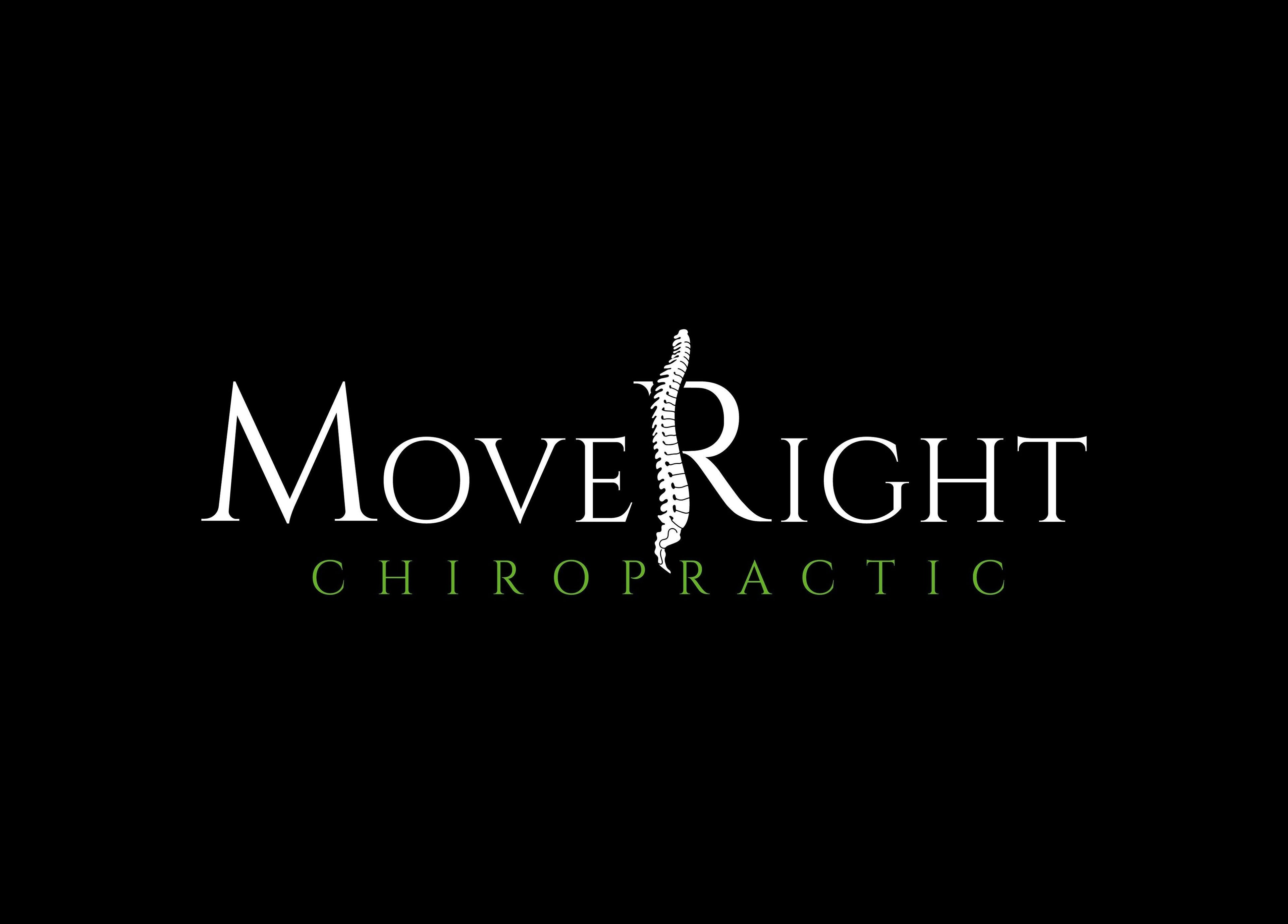 Move Right Chiropractic logo, prominent spine design, Derby, England, GB.