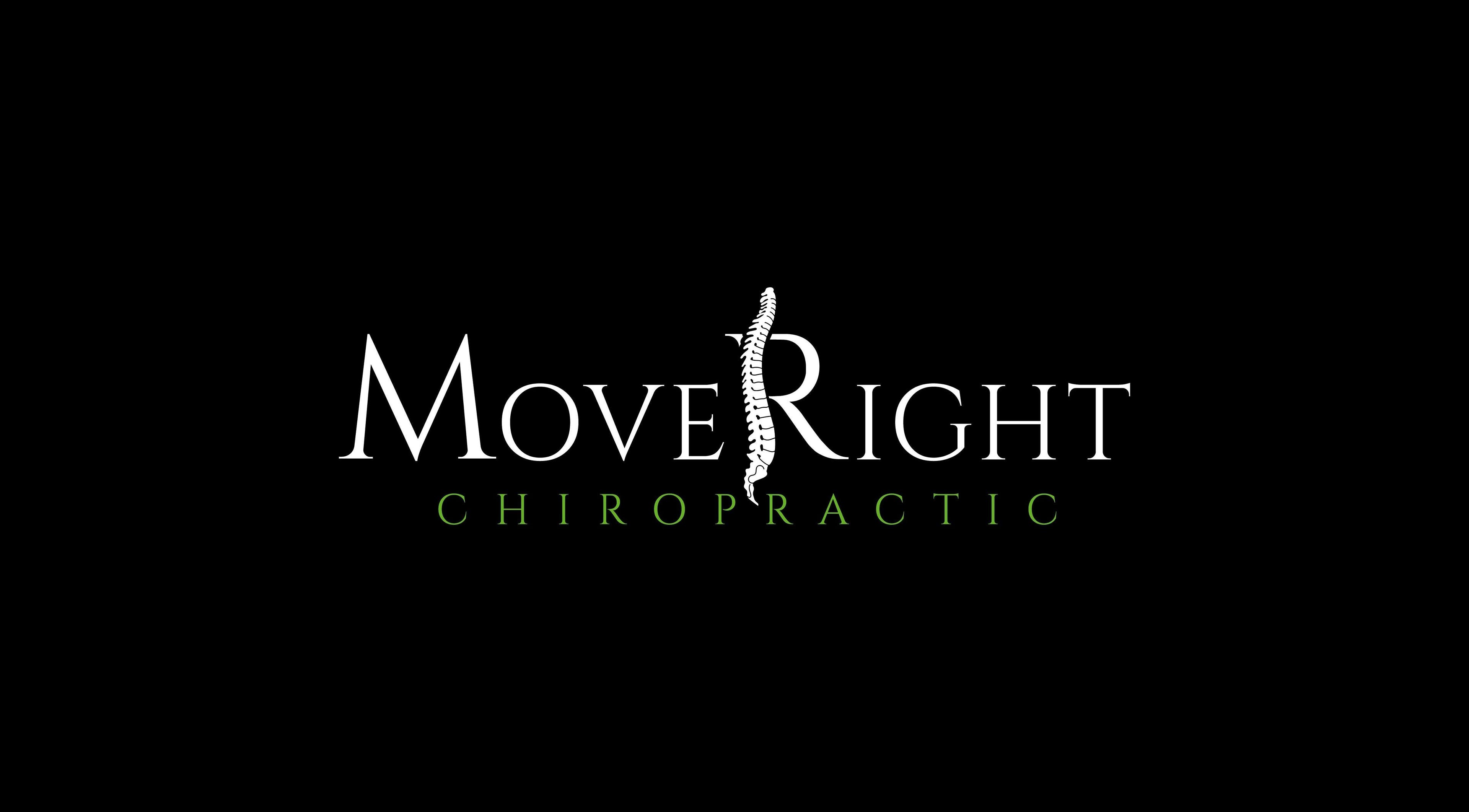Move Right Chiropractic logo, prominent spine design, Derby, England, GB.