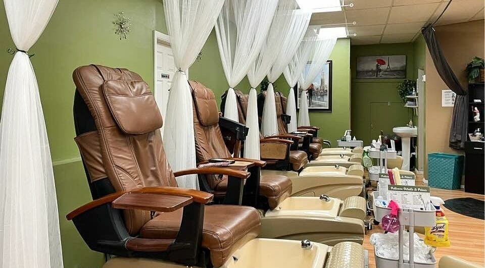 Luxurious pedicure chairs at Bonjour Beautie Nail and Spa, Avon, Indiana, US, offer a relaxing experience.