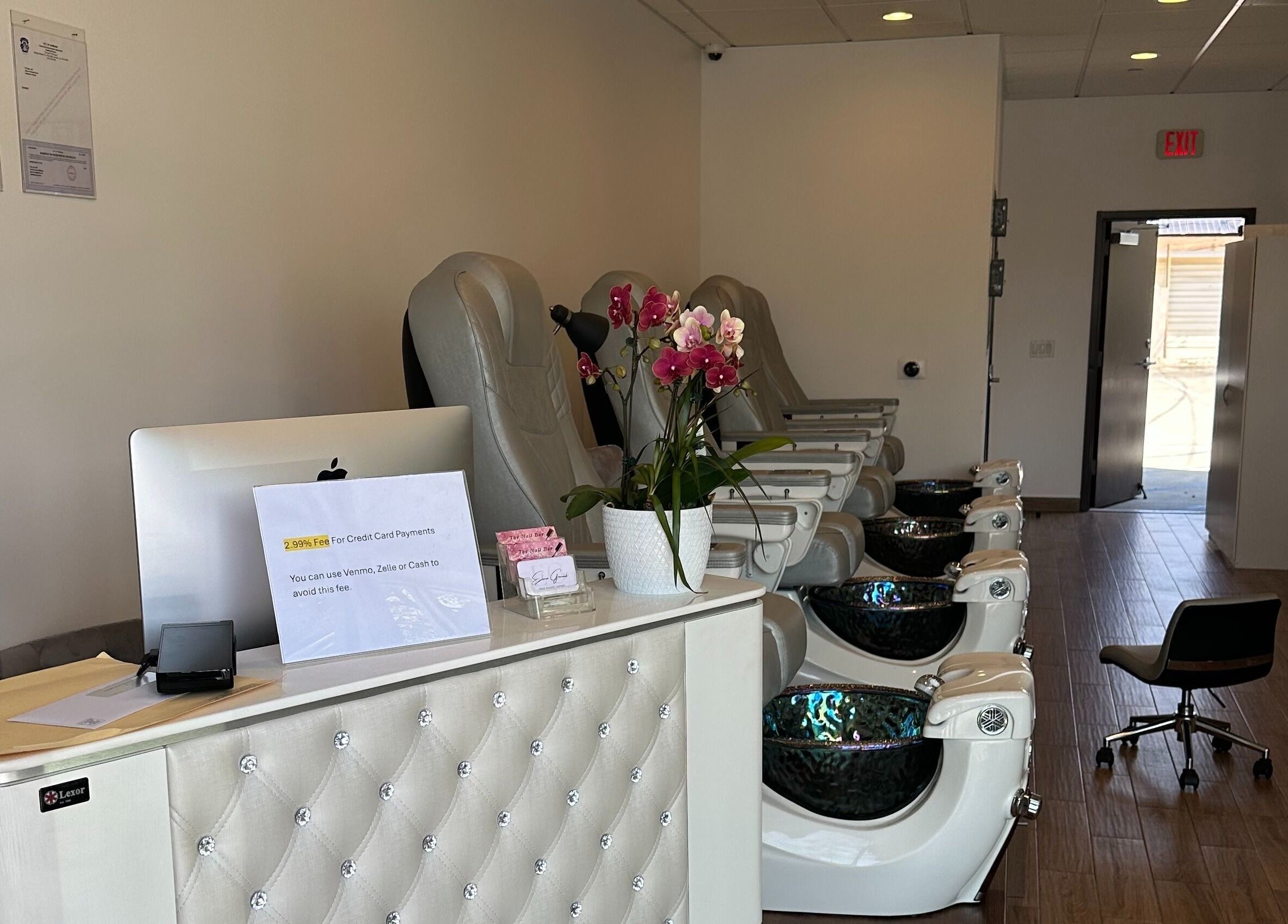 Elegant nail spa chairs at The Nail Bar in Burbank, California, US, showcasing a modern and inviting interior.