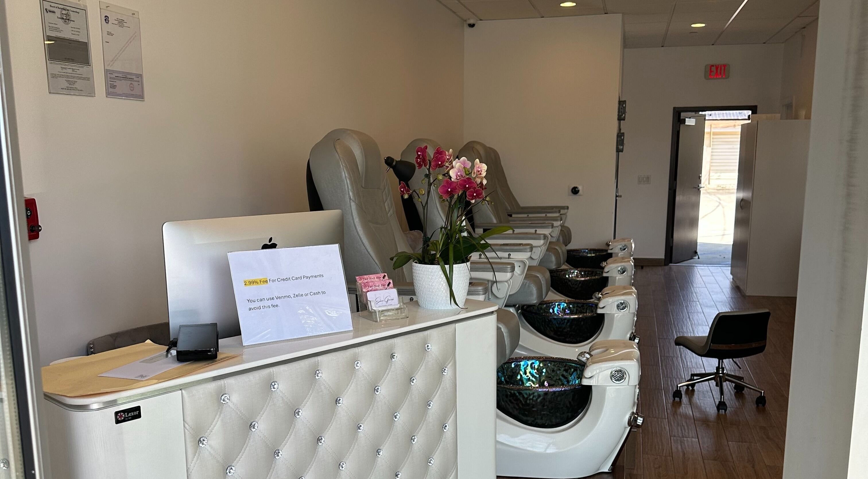 Elegant nail spa chairs at The Nail Bar in Burbank, California, US, showcasing a modern and inviting interior.