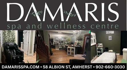 Interior view of Damaris Spa and Wellness Centre in Amherst, Nova Scotia, CA, showcasing relaxing spa facilities.