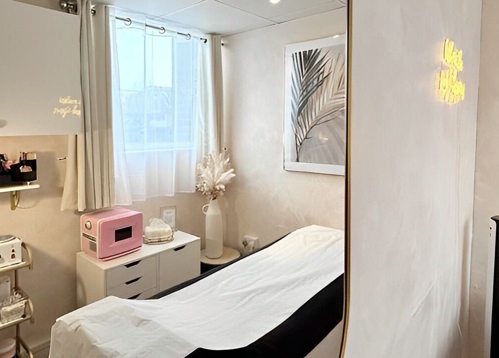 Luxurious treatment room at Kaycie Kyle Brislington Salon, Bristol, England, GB, showcasing elegant decor and facilities.