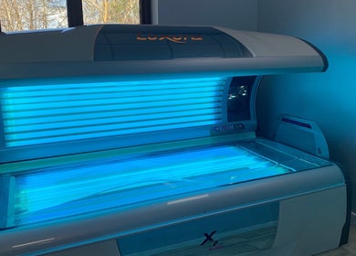 Luxura tanning bed at Serene Spa in Barnard Castle, England, GB, offering premium sunless tanning services.
