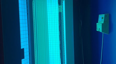 Serene Spa's tanning booth at Barnard Castle, England, GB offers a calming, well-lit atmosphere for ultimate relaxation.