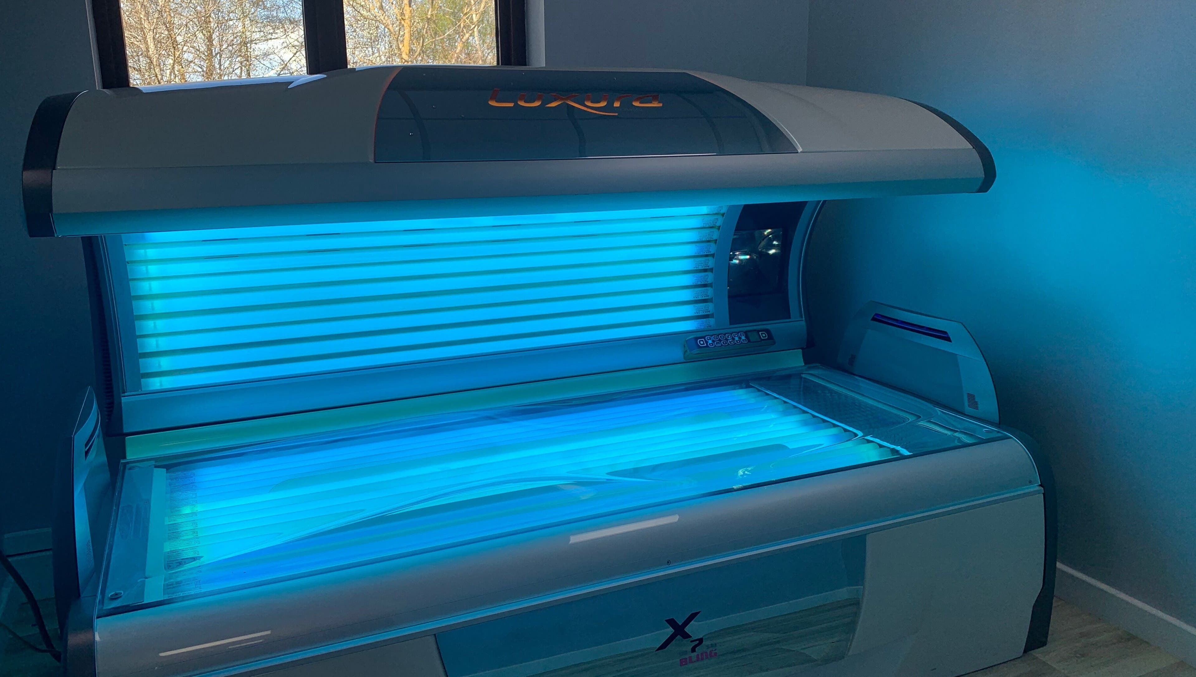 Luxura tanning bed at Serene Spa, Barnard Castle, England, GB, offering a relaxing sun-kissed experience.