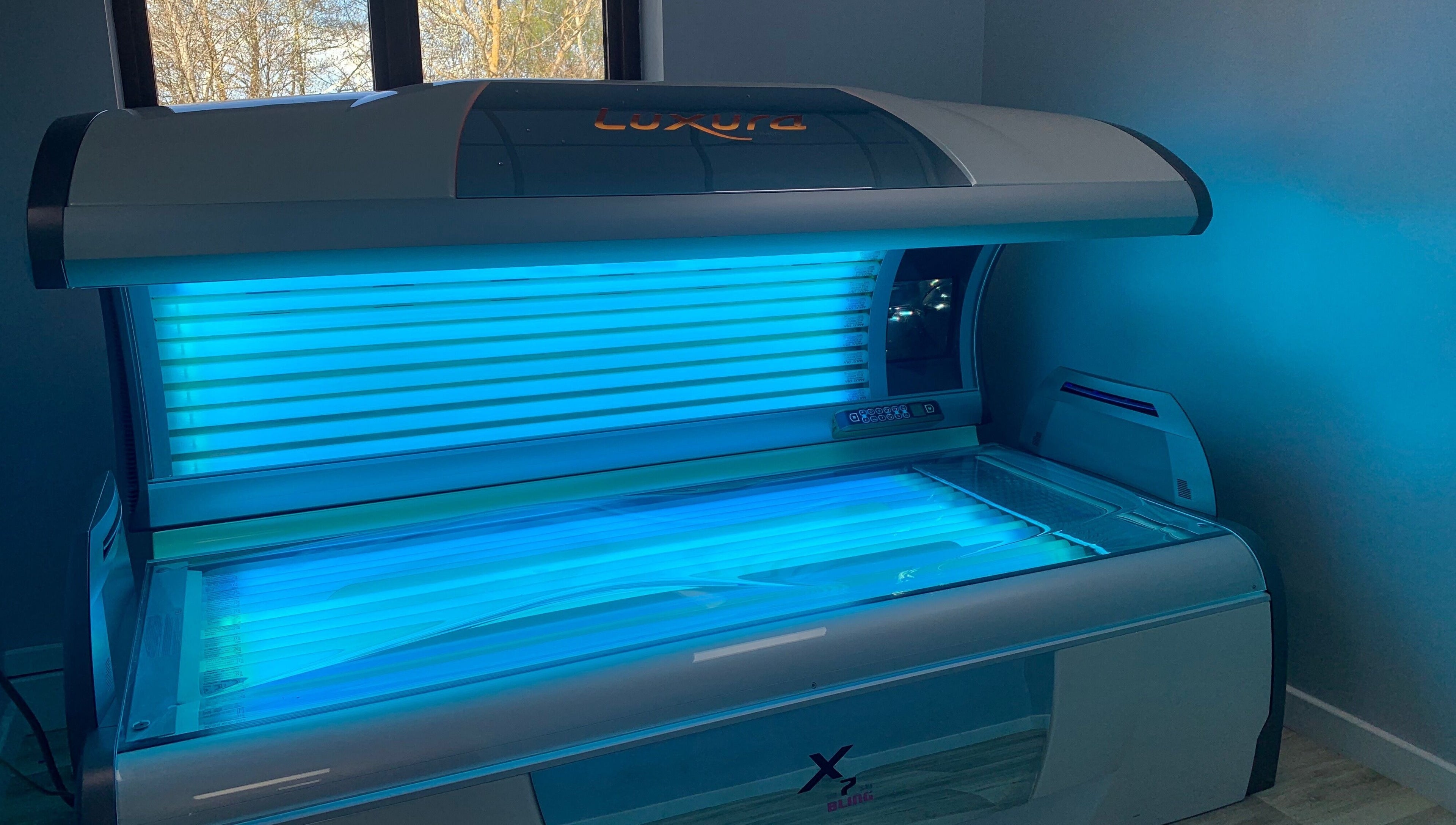 Luxura tanning bed at Serene Spa, Barnard Castle, England, GB, offering a relaxing sun-kissed experience.