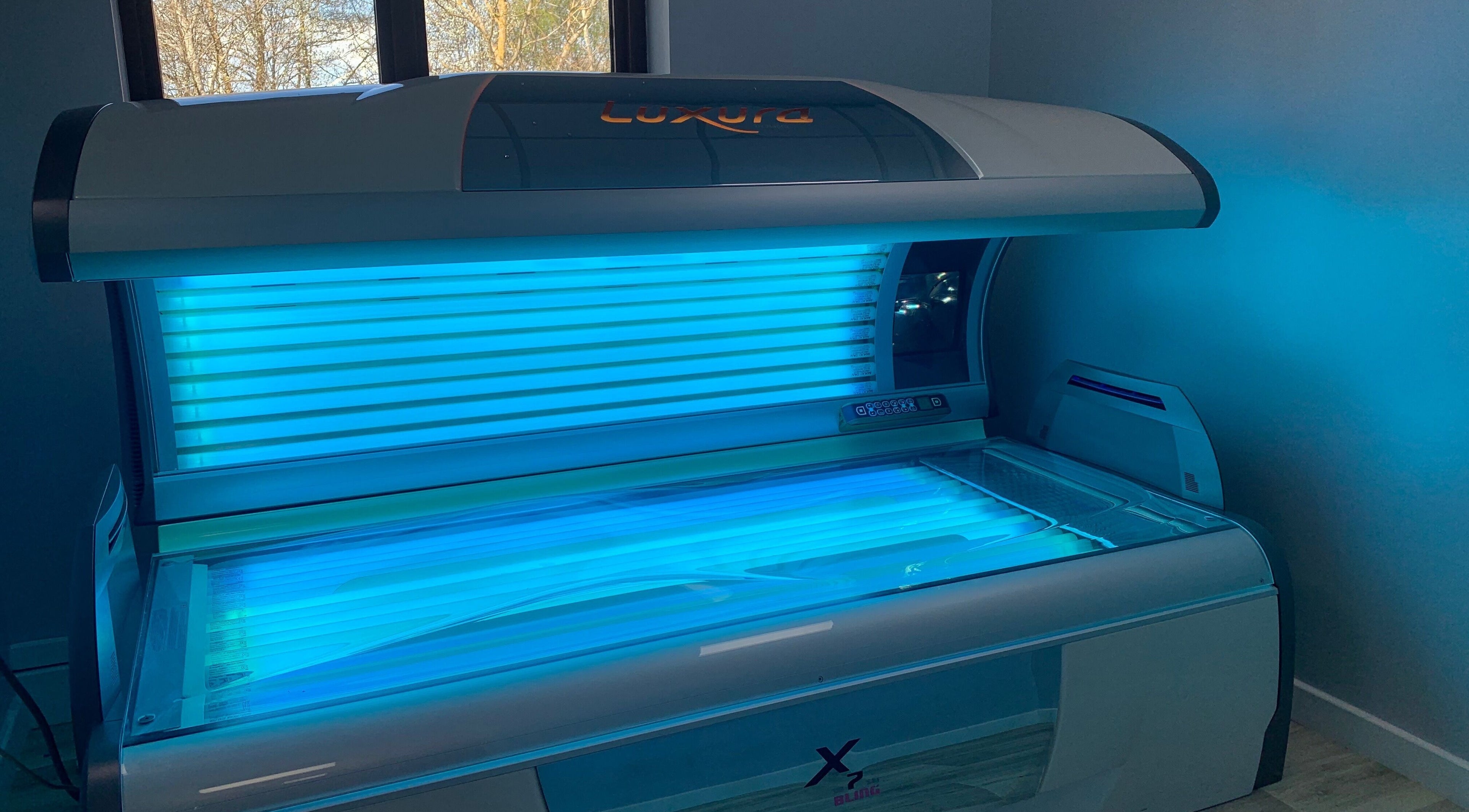 Luxura tanning bed at Serene Spa, Barnard Castle, England, GB, offering a relaxing sun-kissed experience.