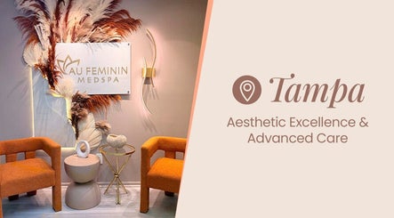Luxurious interior of Au Feminin Tampa showcasing artful decor in Tampa, Florida, US medspa.