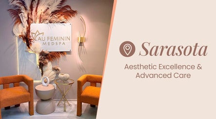 Cozy lounge at Au Feminin Sarasota, Florida, US with chic decor and welcoming ambiance.