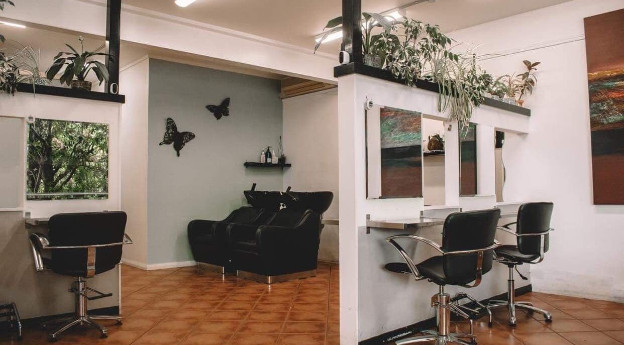 Elegant salon interior at Sunshine Hair & Beauty, Wentworth Falls, New South Wales, AU.