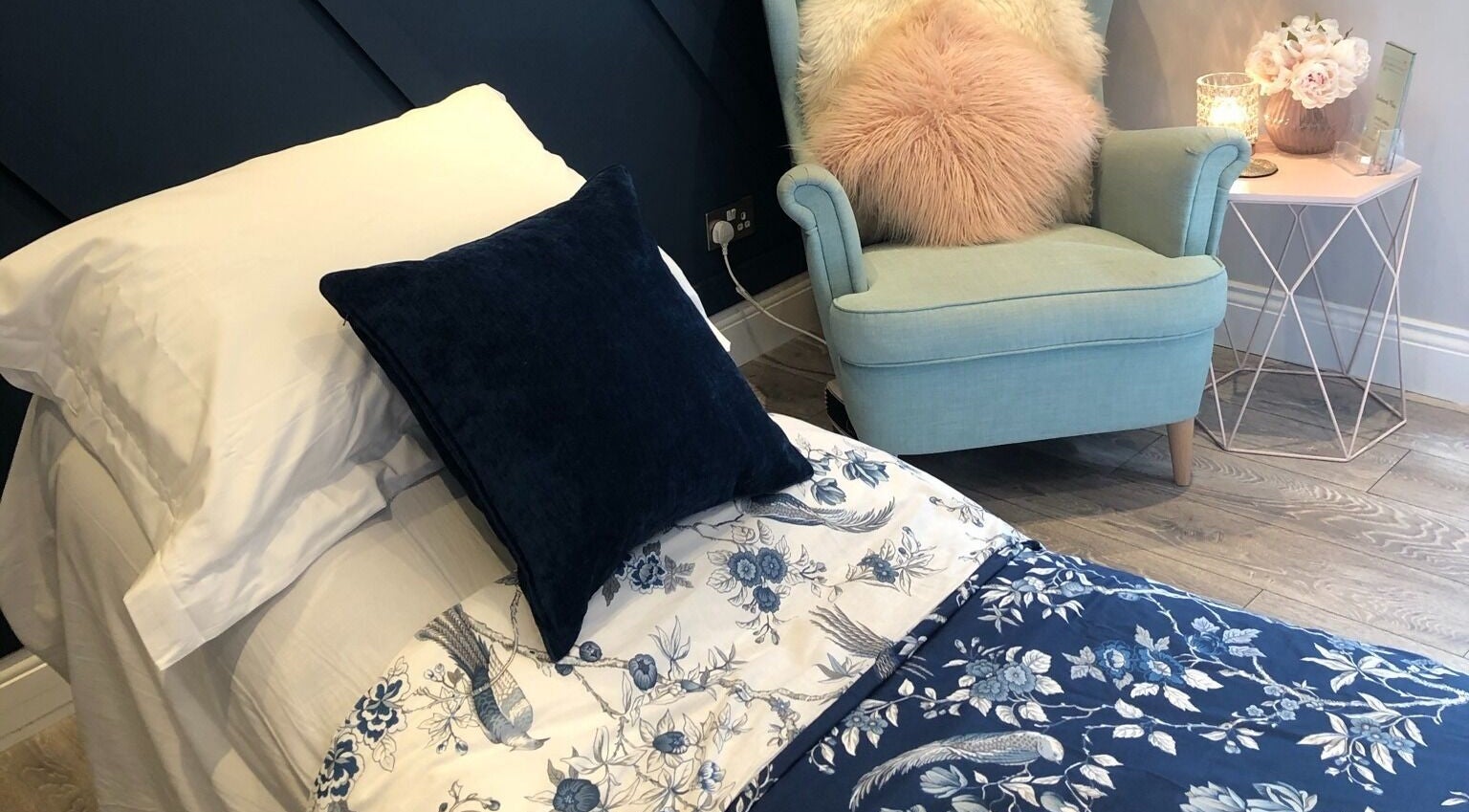 Comfortable treatment room at The Beauty Retreat, Istead Rise, England, GB with elegant decor.