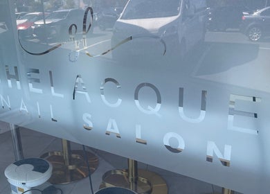 SheLacque Nail Salon entrance in Melbourne, Victoria, AU with stylish signage.