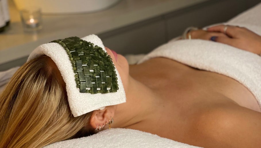 Relaxing jade facial treatment at Beauty + Wellness by Faye Jervis, Sheffield, England, GB.
