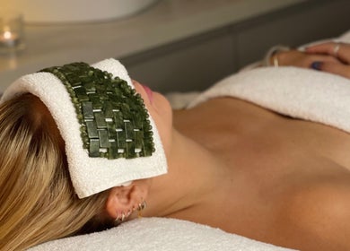 Relaxing jade facial treatment at Beauty + Wellness by Faye Jervis, Sheffield, England, GB.