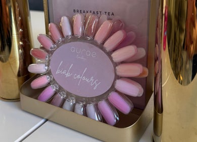 Nail color palette at Aurae London - Nail Artistry & Beauty, Romford, England, GB, showcasing diverse pink shades.