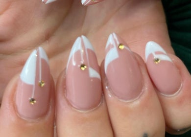 Elegant nail design with gold accents at Beauty Additions, Sandton, Gauteng, ZA.