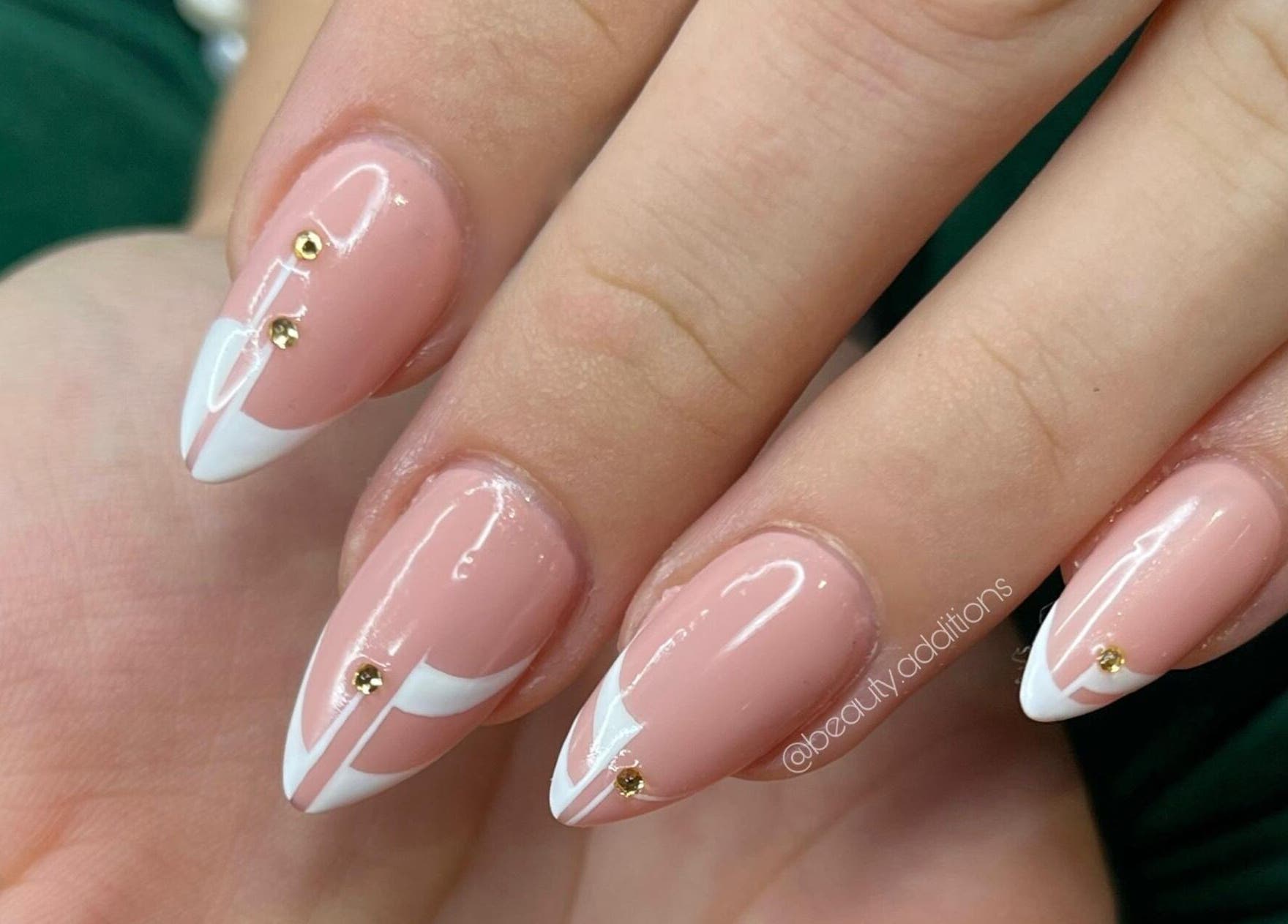 Stunning nail art with gold accents at Beauty Additions, Sandton, Gauteng, ZA.