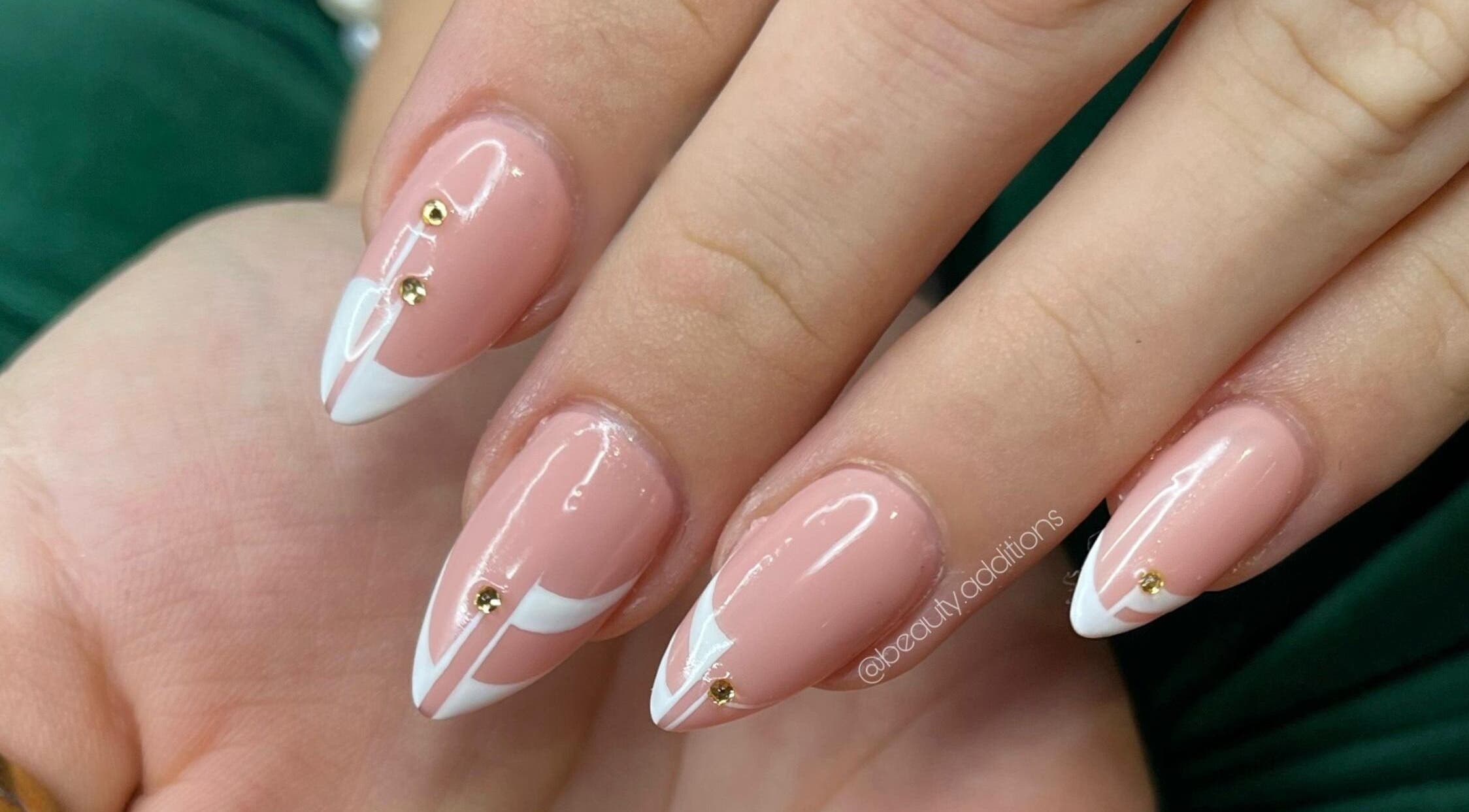 Stunning nail art with gold accents at Beauty Additions, Sandton, Gauteng, ZA.