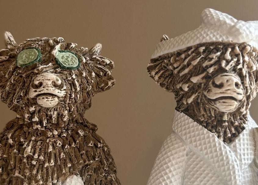 Unique spa sculptures at Salon Megan’s, Surrey, England, GB showcase relaxation and creativity.