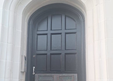 Elegant arch door at Rejuvenate Massage Therapy, Larne, Northern Ireland, GB.